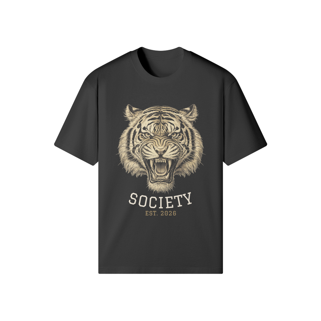Tiger Society Heavyweight Tee — front view (Black)
