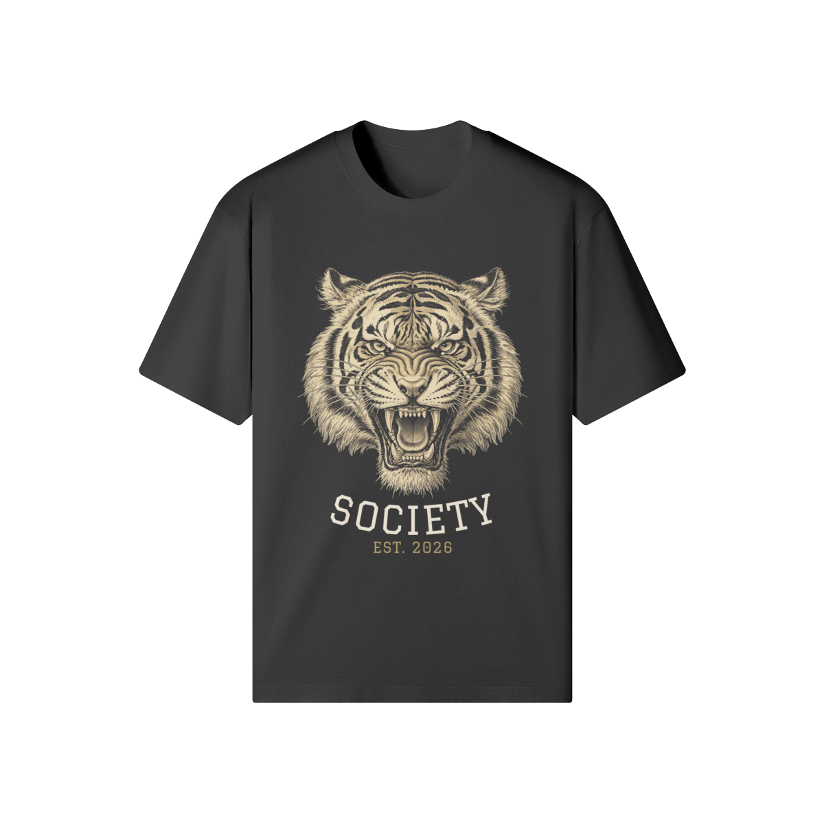 Tiger Society Heavyweight Tee — front view (Black)